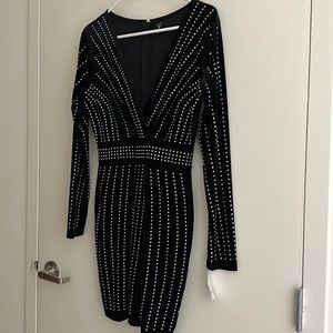 Brand new ALEXA velvet mini dress with rhinestones zipper in the back